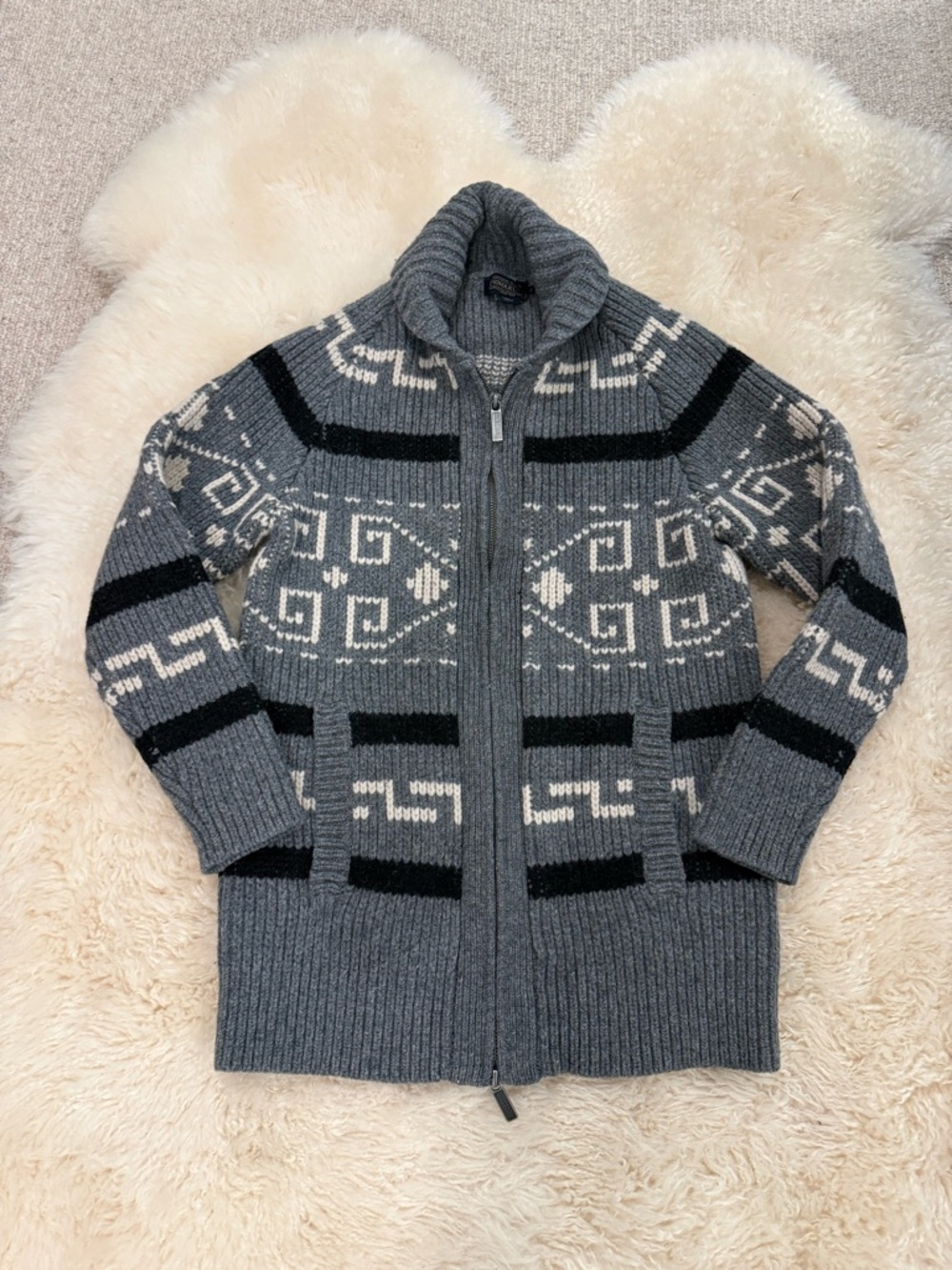 Pendleton westerley wool cardigan women’s grey XS zip front “the dude” sweater - Picture 4 of 8